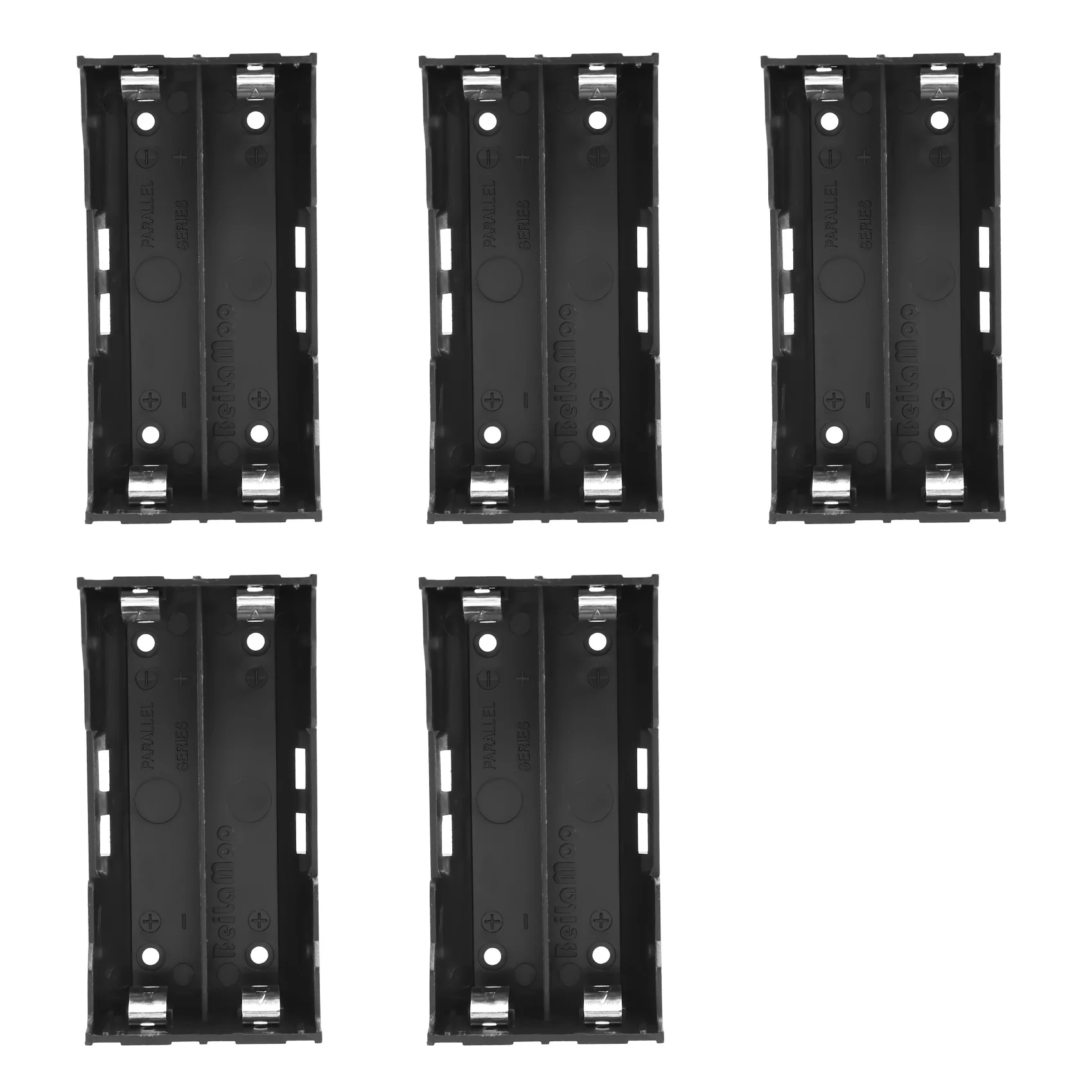 5 Pcs Black Plastic 2 x 3.7V 18650 Batteries 4 Pin Battery Holder Case