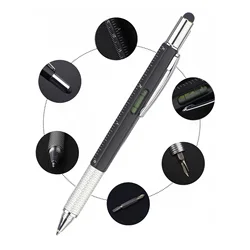 Herramienta de bolígrafo multifunción 6 en 1, bolígrafo Stylus multiusos, Gadget, destornillador, palanca métrica, regla de graduación, tabletas de PC táctil