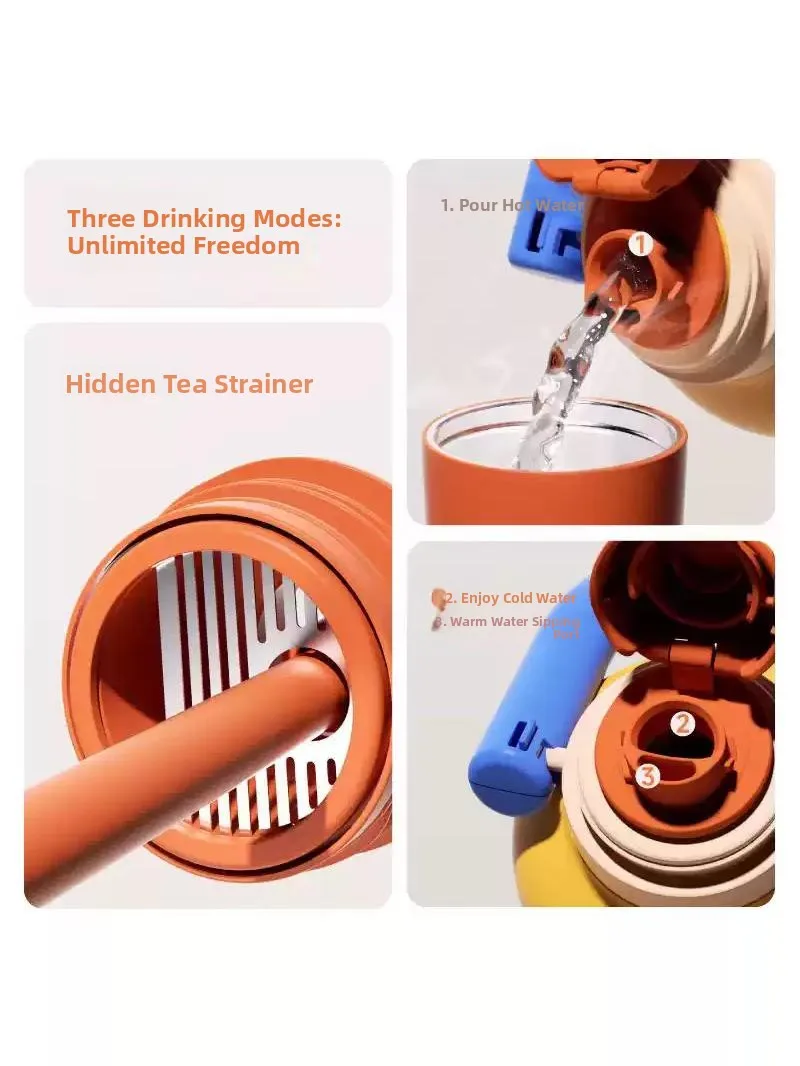 Chakolab Large Capacity Stainless Steel Insulated Water Bottle Straw Cup Portable Macaron Colored Beverage Container for Women view 3