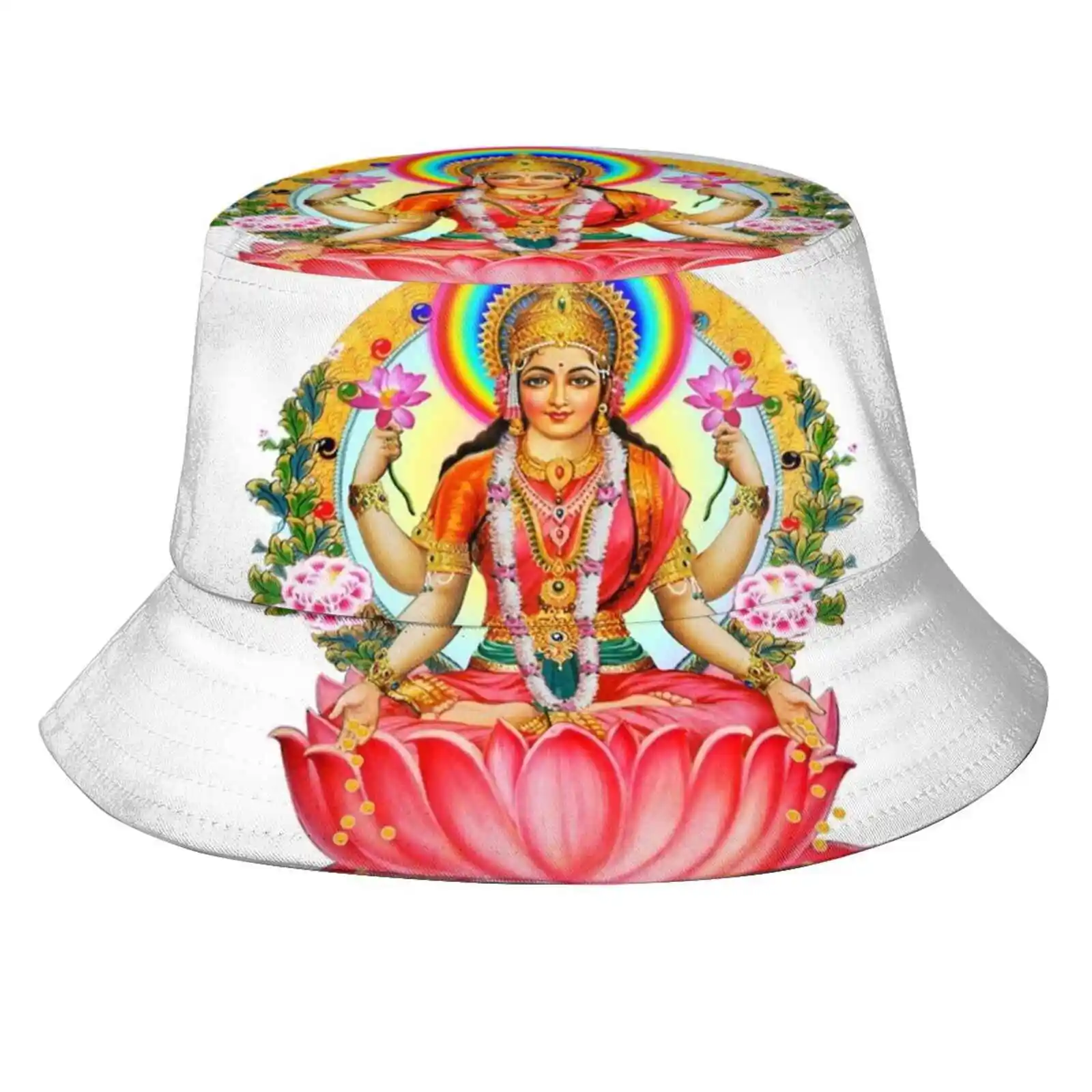 Shree Lakshmi , Goddess Of Wealth And Abundance Unisex Summer Outdoor Sunscreen Hat Cap Lakshmi Wealth Prosperity Abundance Red