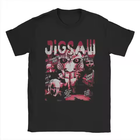 Men T Shirt Jigsaw Saw Movie Funny Cotton