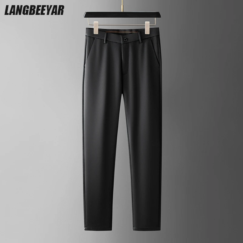 

Premium Non-ironing Anti-wrinkle Easy Care Straight Fashion Men Dress Pants Brand Stretch Business Casual Long Suit Trousers