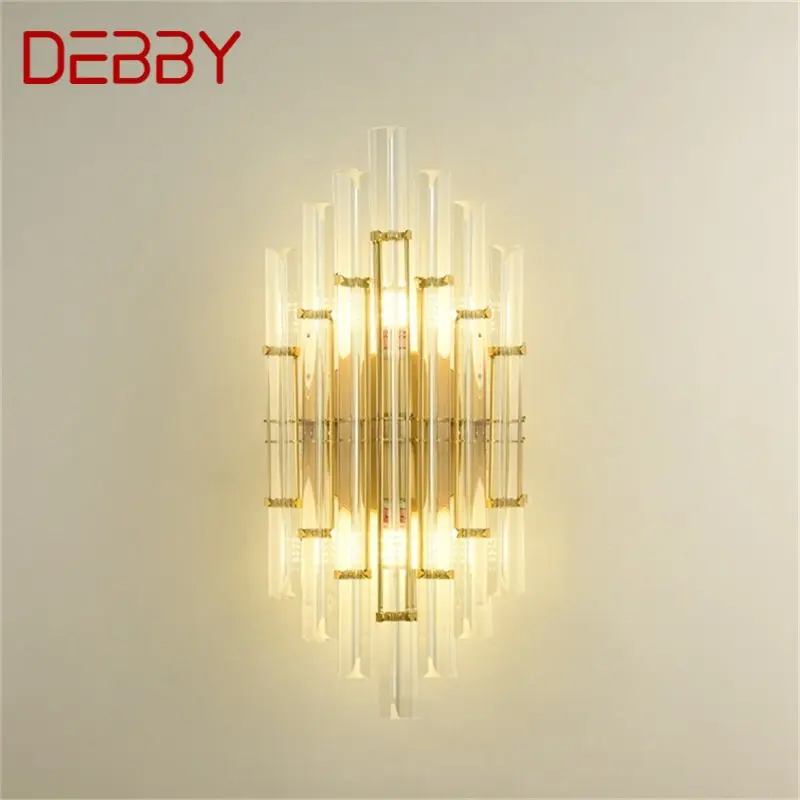 DEBBY-Crystal Wall Sconce Lamp, Quarto moderno Luxo Ouro LED Design, Varanda Decorativa para Casa, Corredor Interior