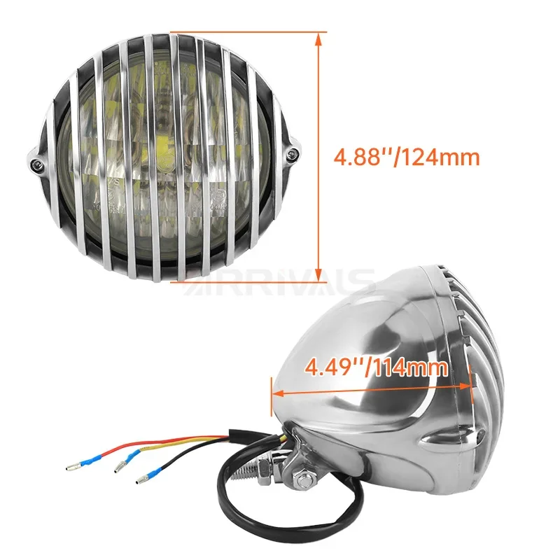 Motorcycle Retro Front Headlight Head Lamp Chrome Mesh Metal Grill For Harley Honda Yamaha Suzuki Kawasaki Universal