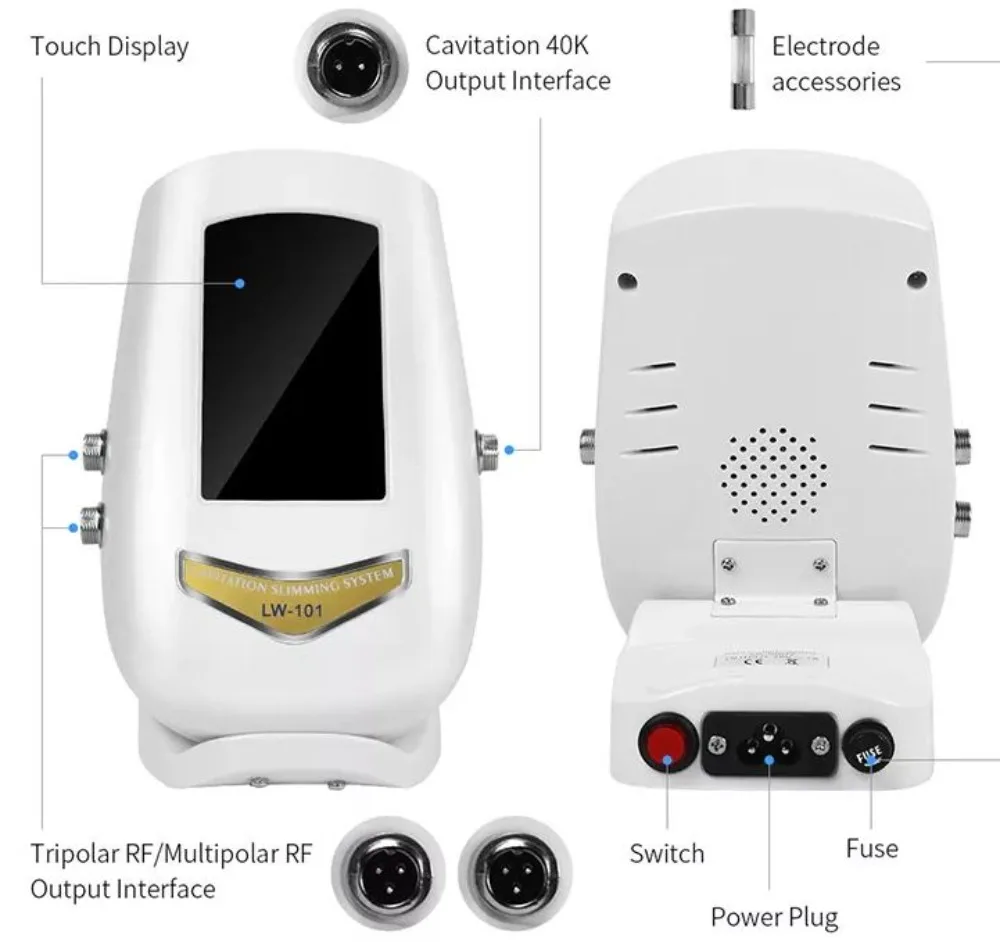 Máquina ultrasónica de cavitación para adelgazamiento corporal, dispositivo de belleza RF de Metal, masajeador Facial, estiramiento de la piel, herramienta para el cuidado de la piel, 40KHZ