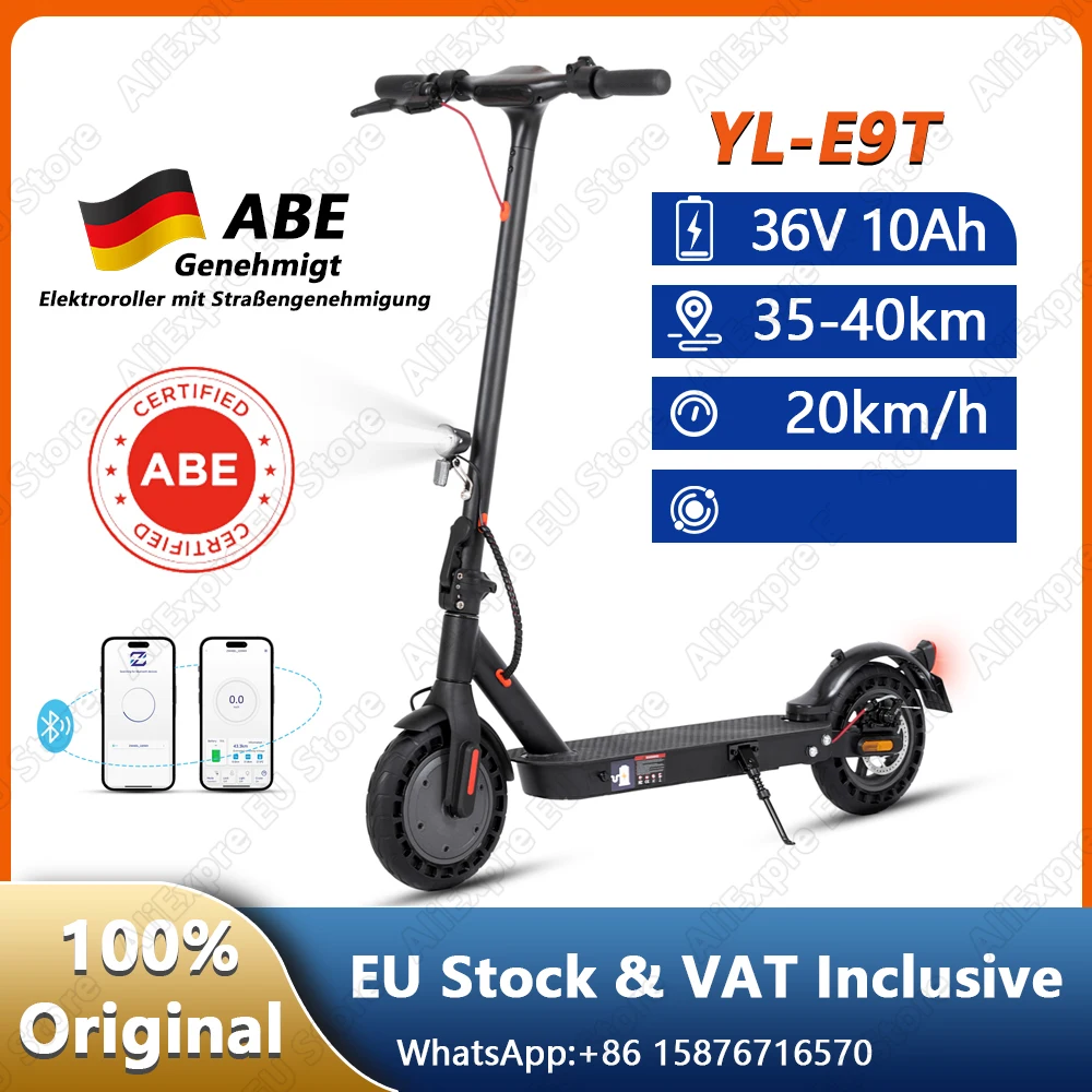 YL-E9T E-Scooter mit ABE-Zertifizierung, 36V 10Ah Akku, für den Stadtverkehr, 10-Zoll-Reifen, mit Smart-App