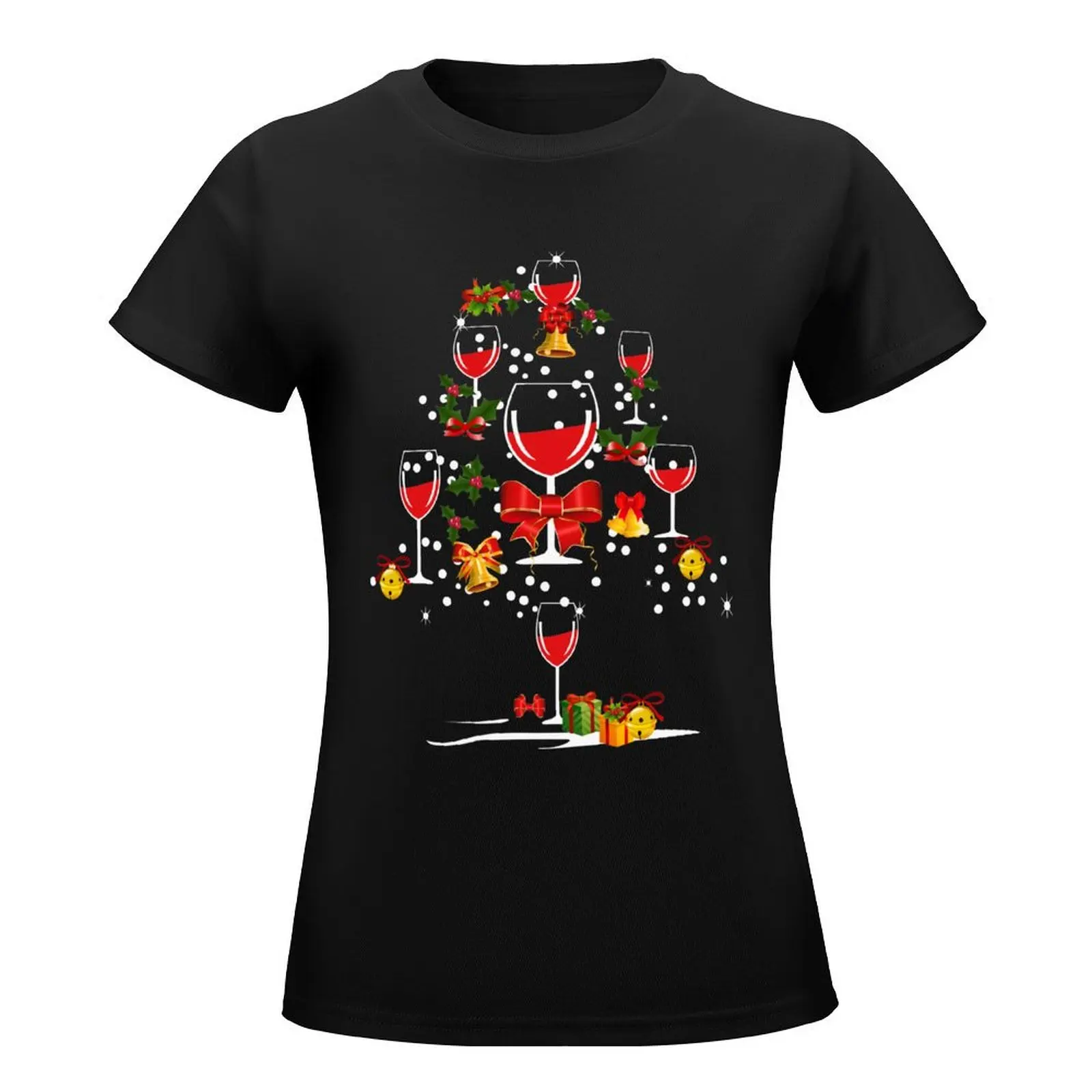 Mulled Red Wine Funny Christmas Tree T-Shirt female tees workout shirts for Women loose fit