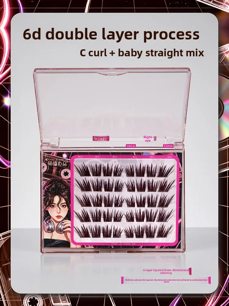 Selbstklebende, kleberlose falsche Wimpern, doppellagig, flauschig, Manga-Wing-Ey-Optik, natürliches Volumen, wiederverwendbar, leicht zu entfernen – Detail 6