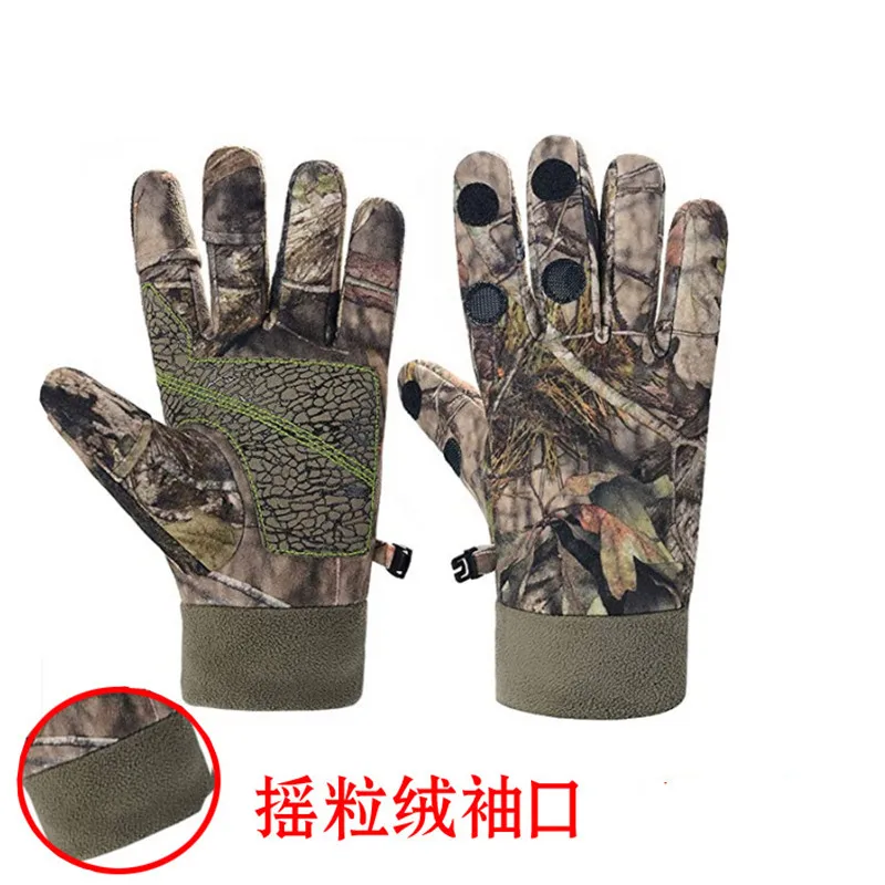 

Biomimetic Hunting Camouflage fleece Fishing Gloves For Men And Women Autumn And Winter Full Finger Shooting Cycling Gloves