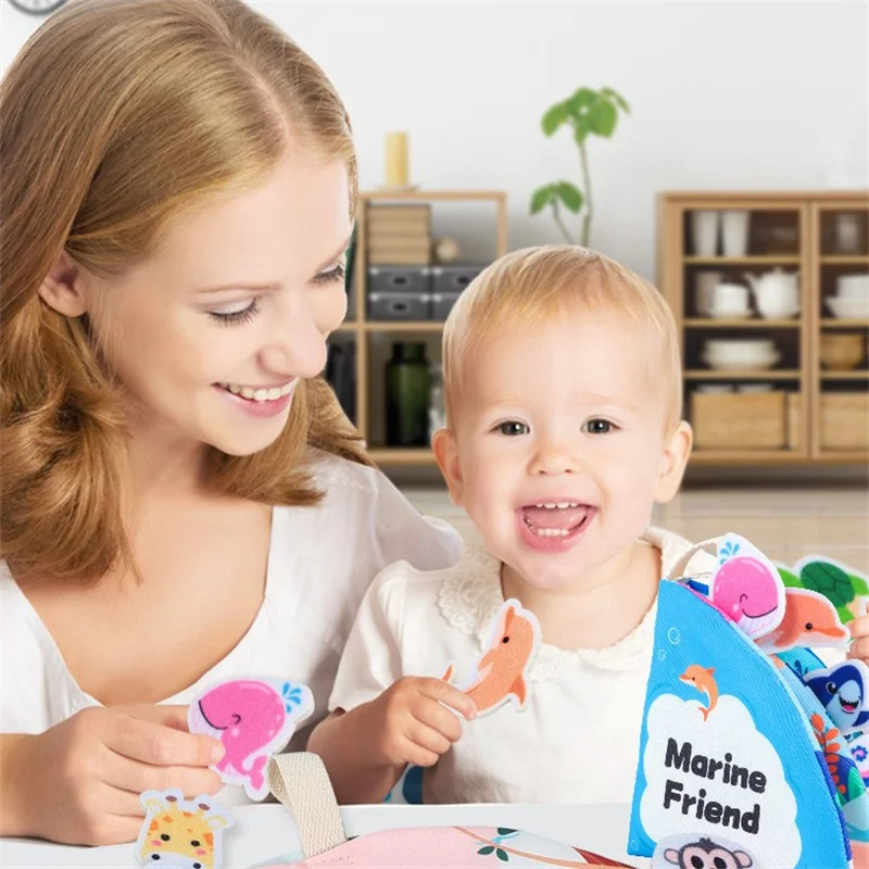 Infant Tear-Resistant Crinkle Cloth Book With Bite-Safe Textures - Early Learning Sensory Toy For 0-12 Months