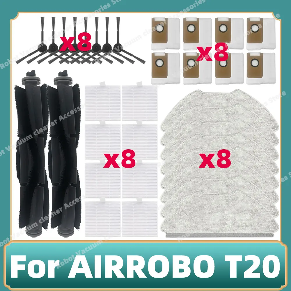 Kompatybilny z AIRROBO T20 + główna szczotka boczna filtr Hepa ściereczka do mopa worek na kurz akcesoria części zamienne