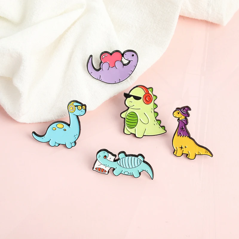 Pin de dinosaurio para solapa, insignia de jirafa, Estegosaurio, Brontosaurus, pterosauro, Triceratops, Tiranosaurio Rex