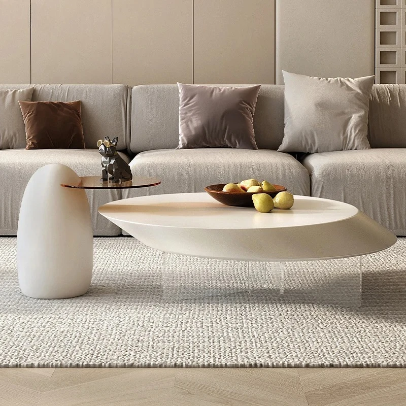 

cream wind coffee table living room home high-end sense white oval special-shaped suspension sense new model
