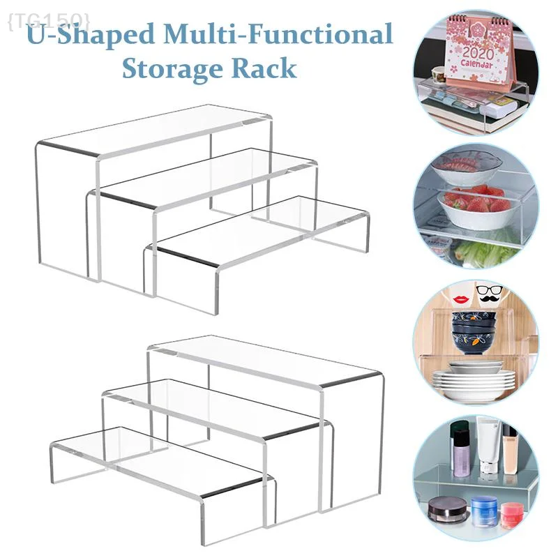 

【TG150】3-Piece Acrylic Transparent Display Rack, U-Shaped Lightweight Bracket, Shop Window Counter Cosmetic Rack【WT】