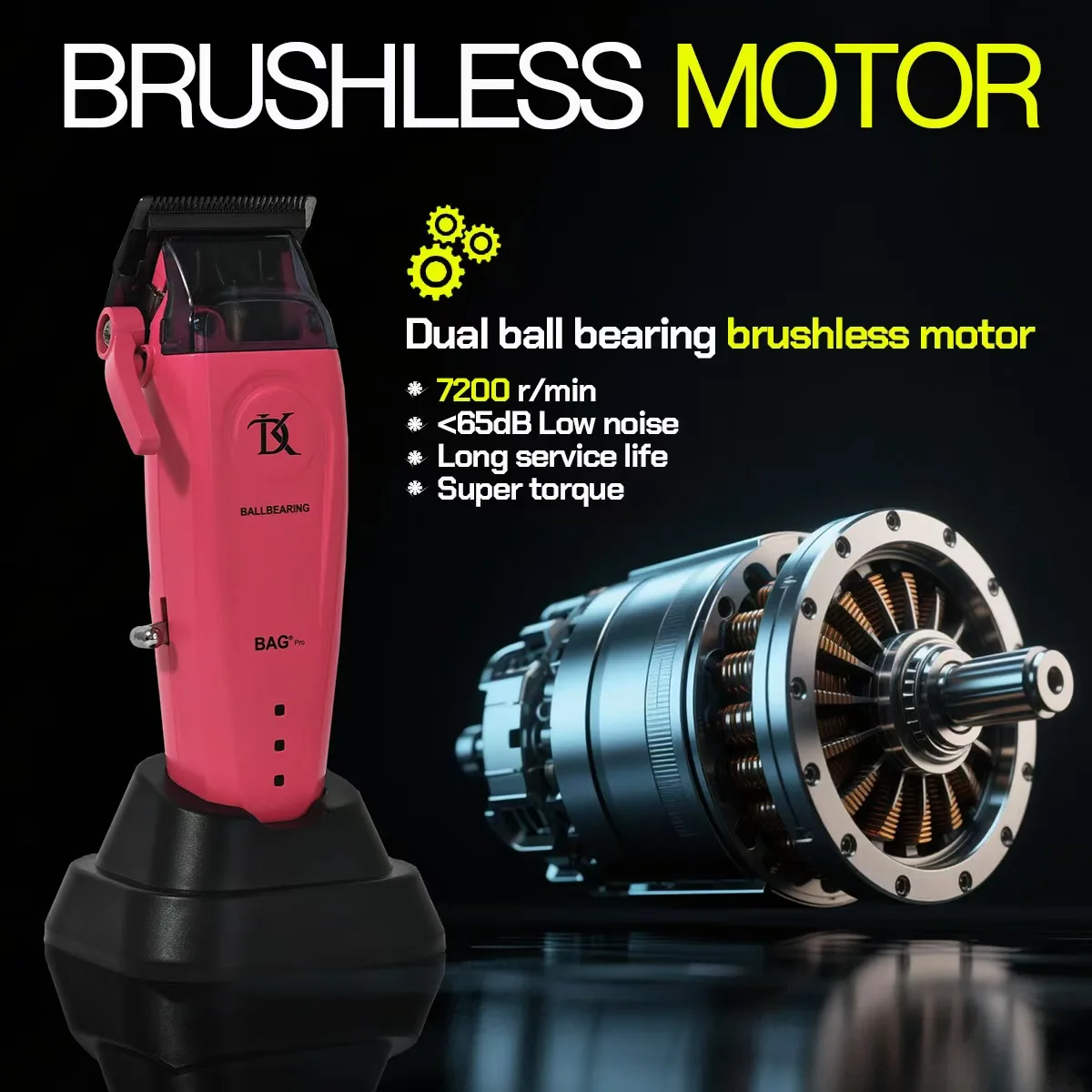DK-079 Men's Professional Hair Clipper 7200RPM Brushless Motor 10W Full Metal Body DLC Ceramic Titanium Plated Blade Trimmer
