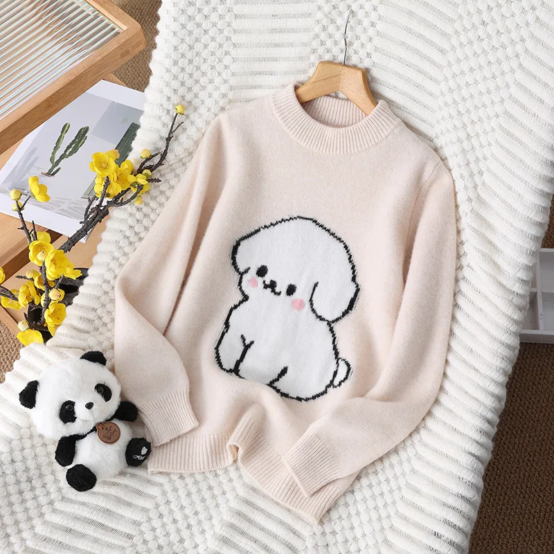 

Children Mock-Neck Unisex Style 100% Merino Wool Sweater Autumn And Winter Pullover Long Sleeve Knitwear Clothing Tops