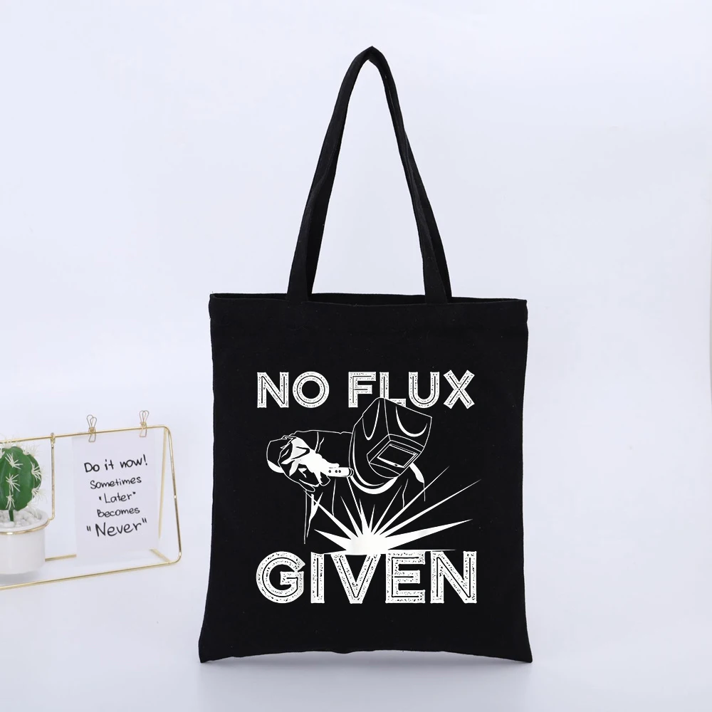 Men's Welding-Themed Letter Print Canvas Tote Bag, Casual Style for Daily Shopping and Work Outings