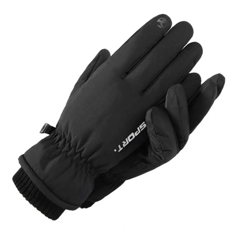 

Ski Gloves 1 Pair Trendy Letter Print Full Fingers Unisex Fluffy Lining Thermal Gloves Daily Wear