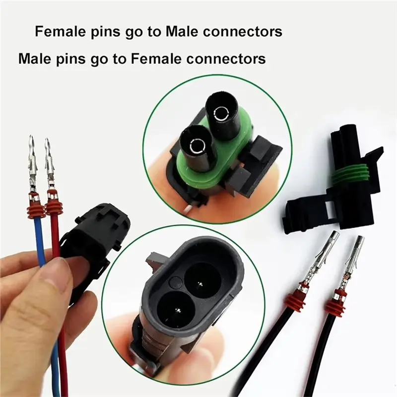B23B Automotive 2.5Mm Waterproof Electrical Wire Connectors 100Pcs 2 Pin Weather Pack Female Socket Plug 18-14 AWG