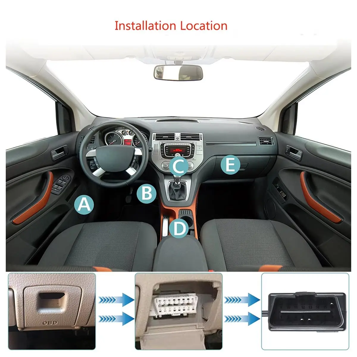 Car Driving Recorder Intelligent OBD Parking Monitor Step-Down Line ABS Power Cable 12V/24V to 5V3A Voltage Protect