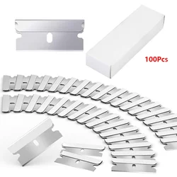 100pcs Razor Blades Scraper Metal Glass Glue Cleaner Remover Replacement Cutter Blades Carbon Steel Blade Car Tinting Tool 
