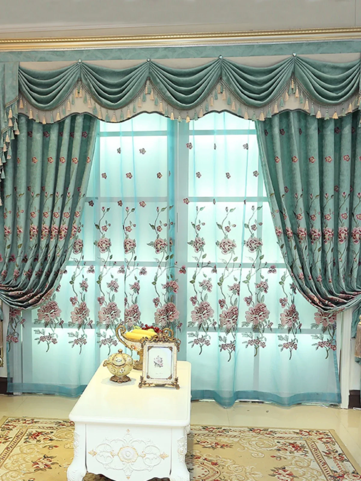 Embroidered Blackout Finished Curtains Pastoral Bedroom Customized Light Luxury Floor-to-ceiling Curtain Home Garden