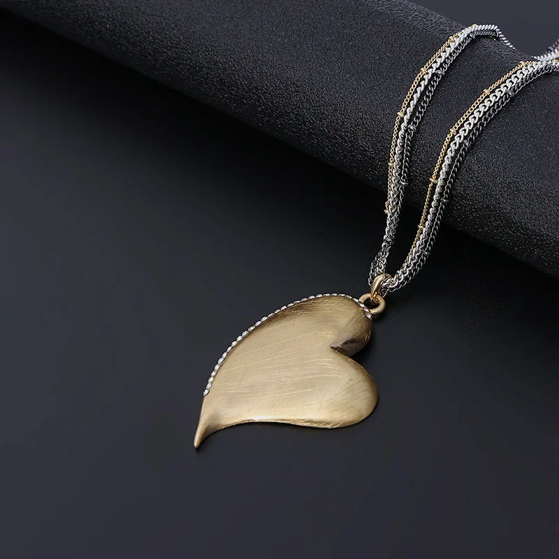 DIY accessories European and American new necklaces, high-end heart-shaped fashion sweater chains, long women's necklaces wh