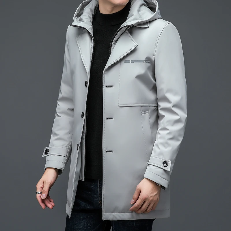 Batmo 2023 nova chegada inverno 90% pato branco para baixo casacos com capuz homens, masculino grosso quente parkas casaco casaco d6602