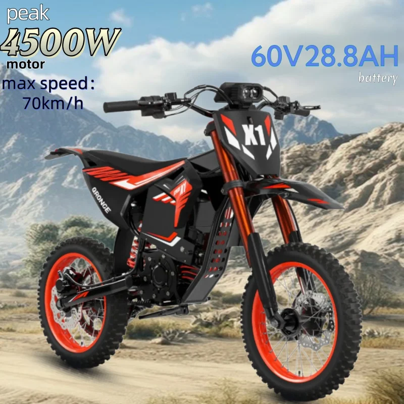 Electric Motorcycle S3 peak 4500W Motor 60V28.8AH Battery Shock mountain e bike 70km/h Sport training cycling electric dirt bike image 3