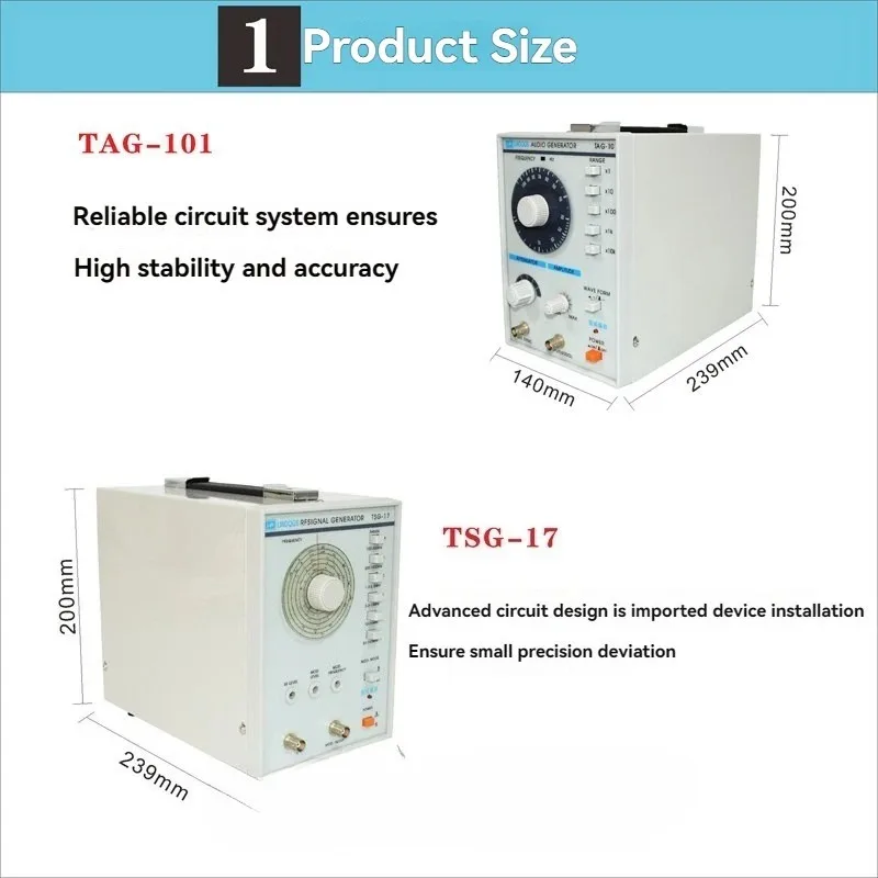 TSG17 1MHz Audio Signal Generator High Frequency Low Frequency Sine Wave Square Wave Output for Electronic Components Tes