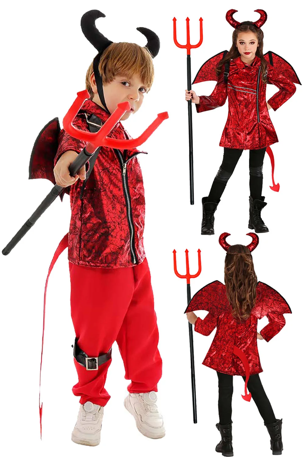 Vermomming Duivel Cosplay Kind Jongens Meisjes Pruiken Hoorns Podium Fantasia Kostuum Kinderen Rollenspel Fancy Dress Up Feestdoek