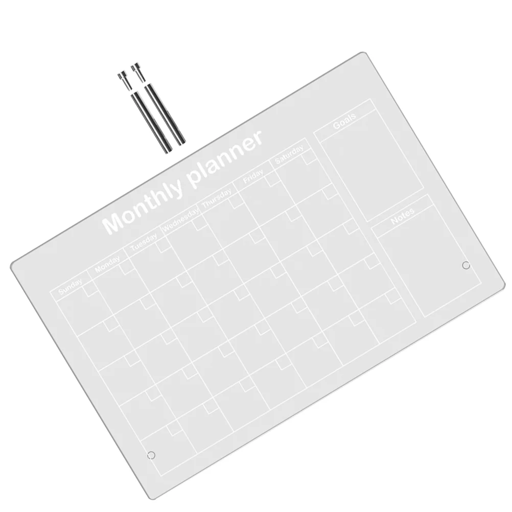 

Acrylic Memo Transparent Writing Board 2Pcs 7cm Nails 6 Pens Reusable Desk Dry Erase Note Clear Standing Message Board for Home