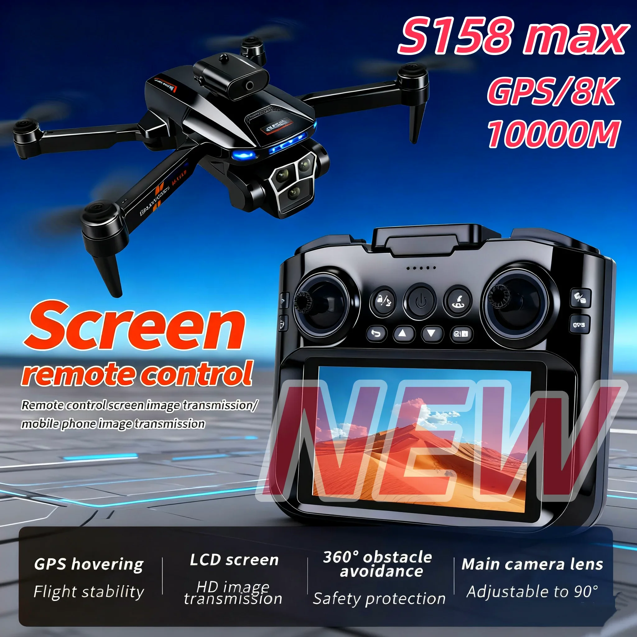 

НОВЫЙ Дрон S158 Профессиональная аэрофотосъемка 8K Тройная камера 5G GPS RC Квадрокоптер с бесщеточным и предотвращением препятствий