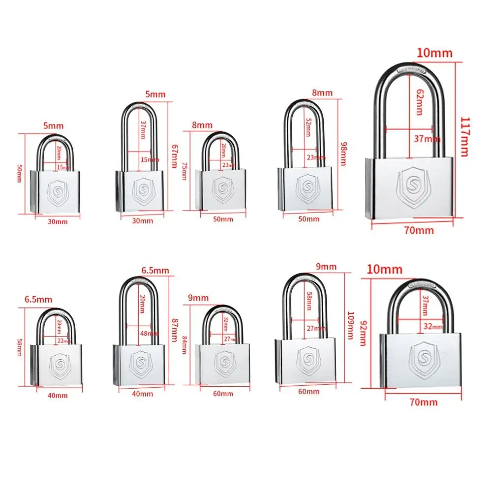 Candado para cajón de armario de acero inoxidable, cerradura plateada endurecida, cerradura con cremallera para mochila con 4 llaves, cerradura para puerta de dormitorio y hogar