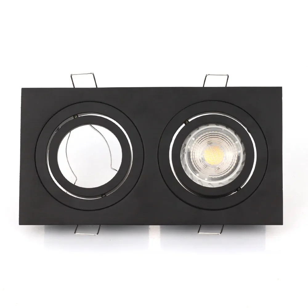 JOYINLED Double Head Round Recessed Spotlight Frame GU10 MR16 Downlight Housing Ceiling Spot Light Trim Fixture Black Adjustable