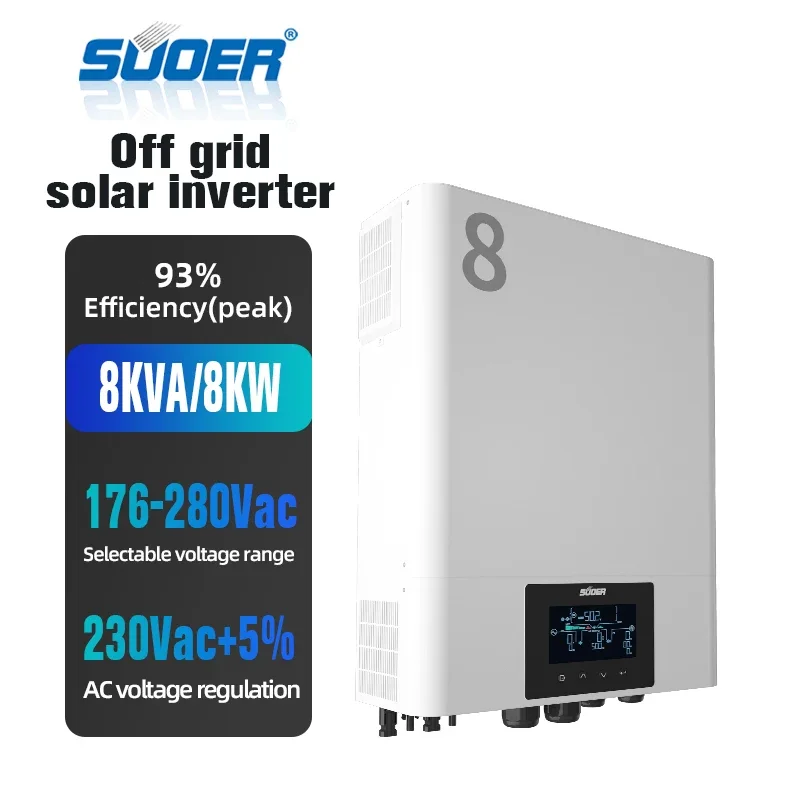 SUOER 8000w Household Energy Storage System 3.5kw 11kw 3 Phase 5kva Solar Hybrid Inverter