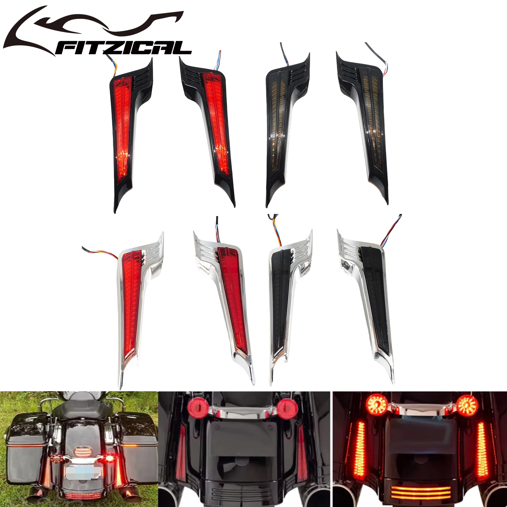 Motocyklowe tylne światła LED na błotnik, panel wypełniający, kierunkowskazy, światło stop do Harley Touring Road King Street Glide 2014-2023