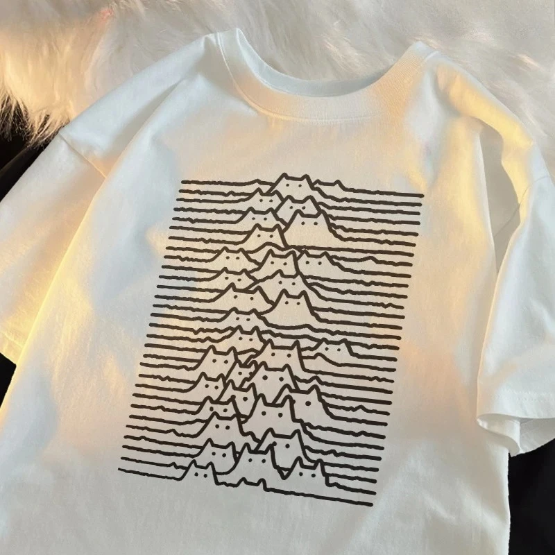 Damska koszulka z krótkim rękawem w nadruku PLUS-size, luźna i swobodna, miękka, wygodna i oddychająca, do uprawiania sportów na świeżym powietrzu