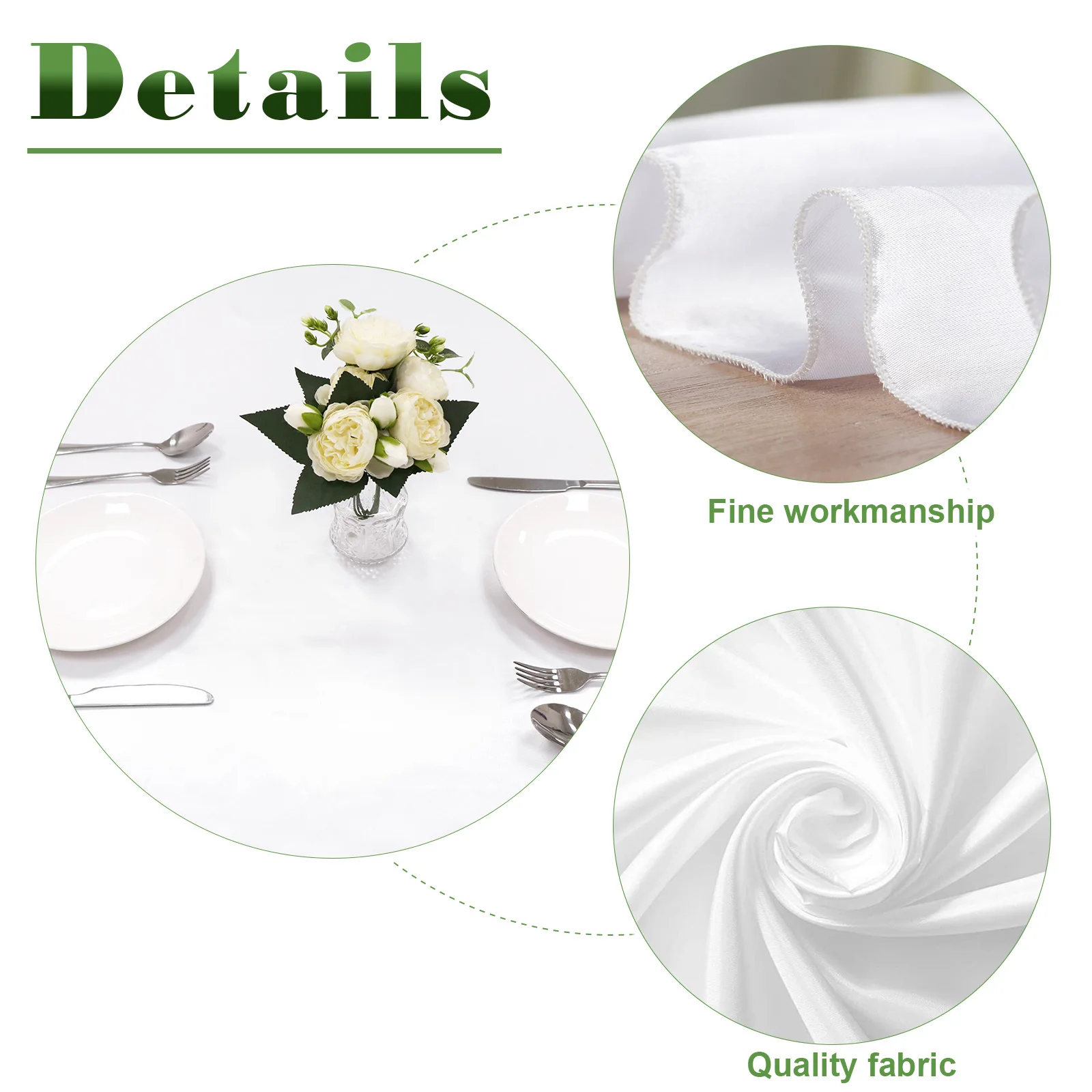 8Pcs White Tablecloth Rectangle Table Cloth Stain and Wrinkle Resistant Washable Polyester Table Cover for Dining Table Decor