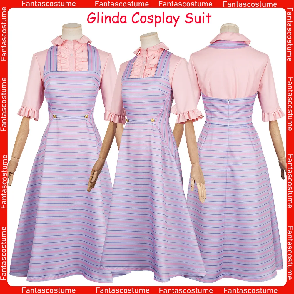 Witch Glinda Cosplay Pink Shirt Dress Movie Wicked Roleplay Costume Suit Outfits Halloween Carnival Party Women Fantasia Clothes