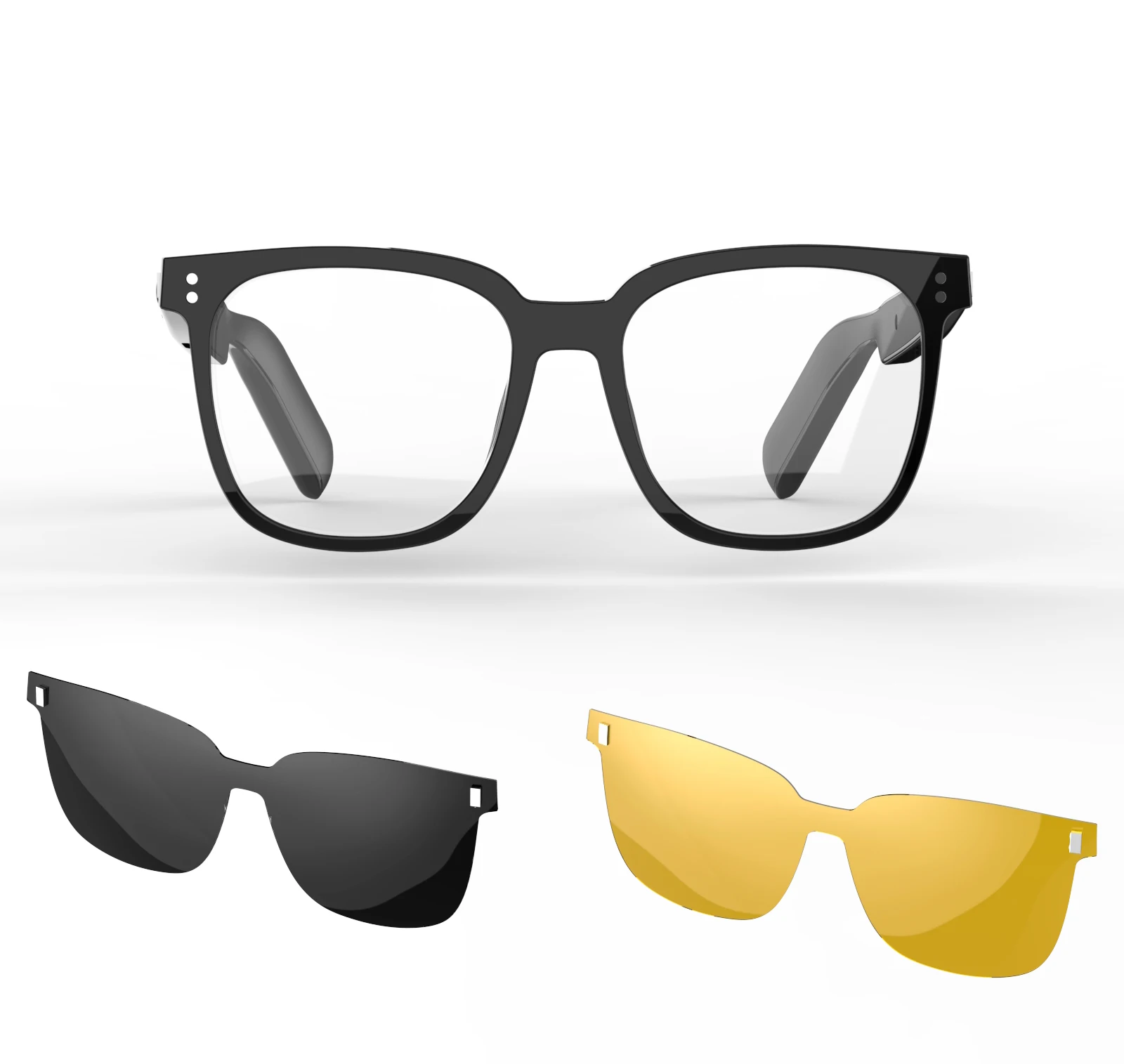 SG-19 Pro All-in-One Sunglasses Clear Lenses Combo with Bluetooth Waterproof Dual Mic Noise Cancellation Smart Glasses 80+80mAh