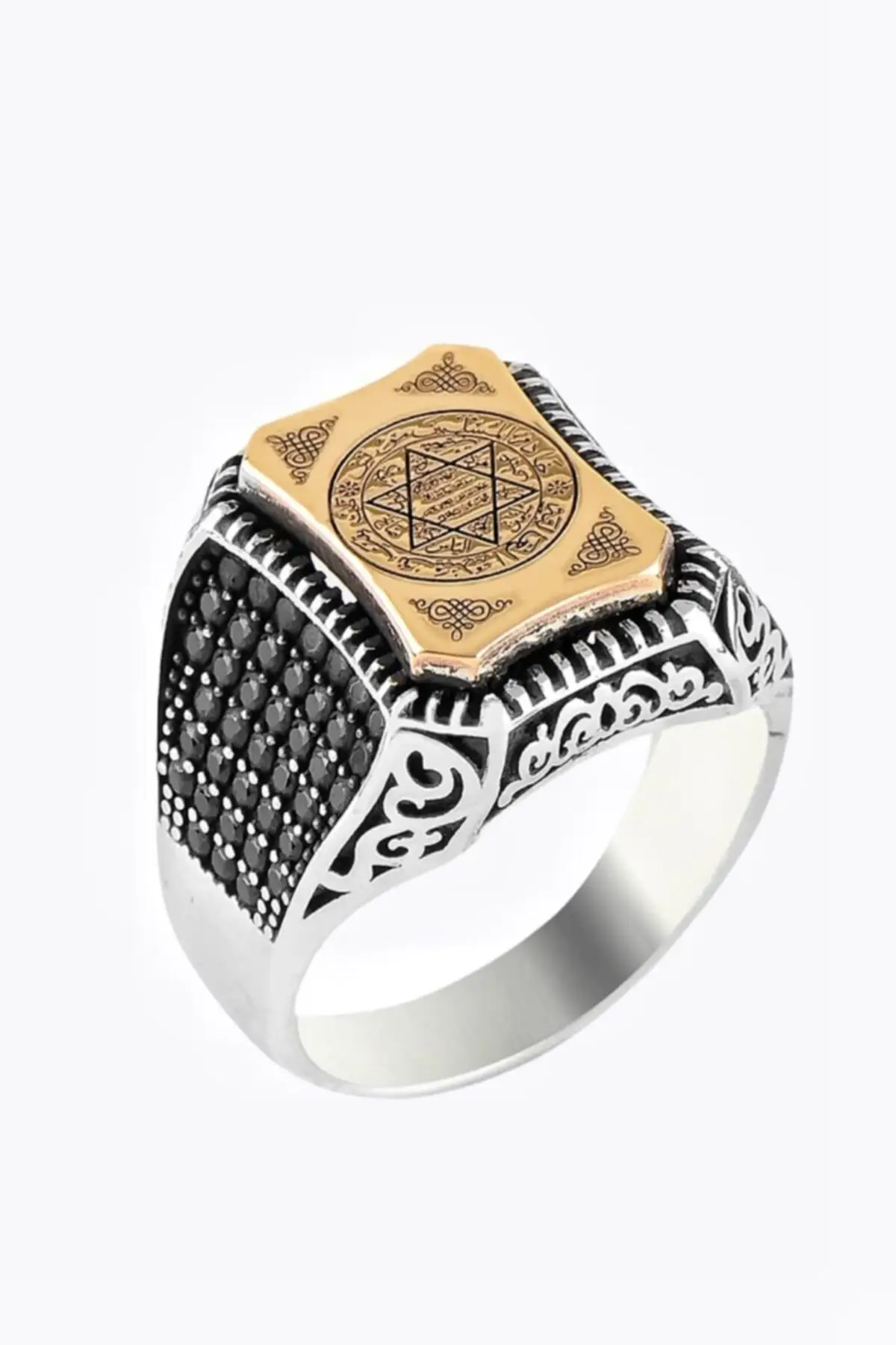 Star of david Solomon A.s Prayerful 925 Silver Men 'S Ring