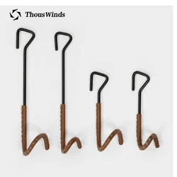 Thous Winds-Portable Metal Pole Hooks, Outdoor Camping Lamp Stand, Brass Cowhide Tent Pole Hooks, Fishing Lantern Hanger