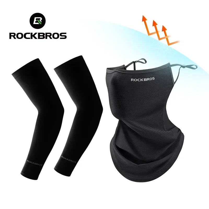 ROCKBROS Arm Sleeves Breathable Quick Dry UV Protection Face Mask Sleeves Suit Headgear Cycling Face Cover Cool Arm Sleeves