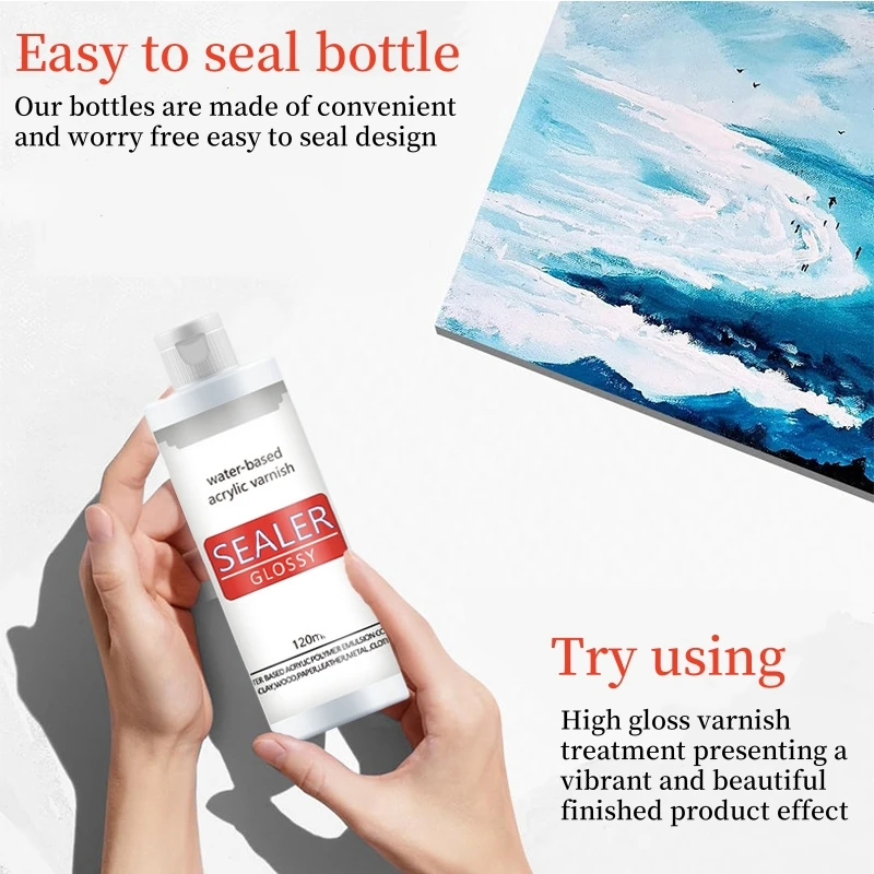 20/60ml Water-based Acrylic Varnish Sealer Glossy Sealer Matte Non-toxic Seal Gloss Oil Quick Drying Sealant Crafts Supplies image 2