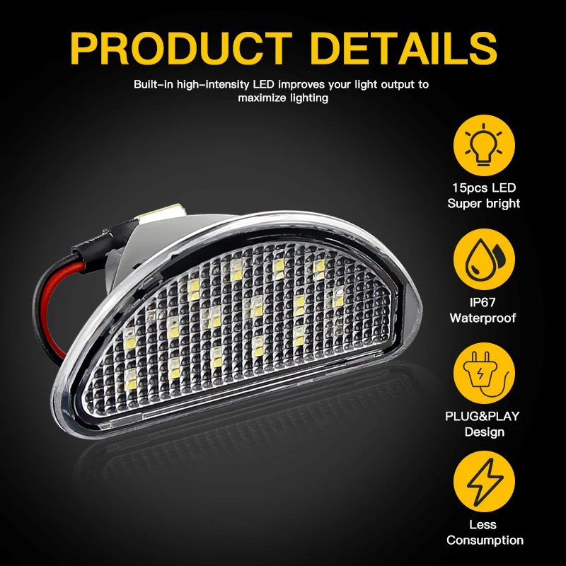 2PCS Canbus For Toyota Aygo MK I 2005 2006 2007 2008 2009 2010 2011 2012 2013 2014 White Canbus Rear Led License Plate Lights