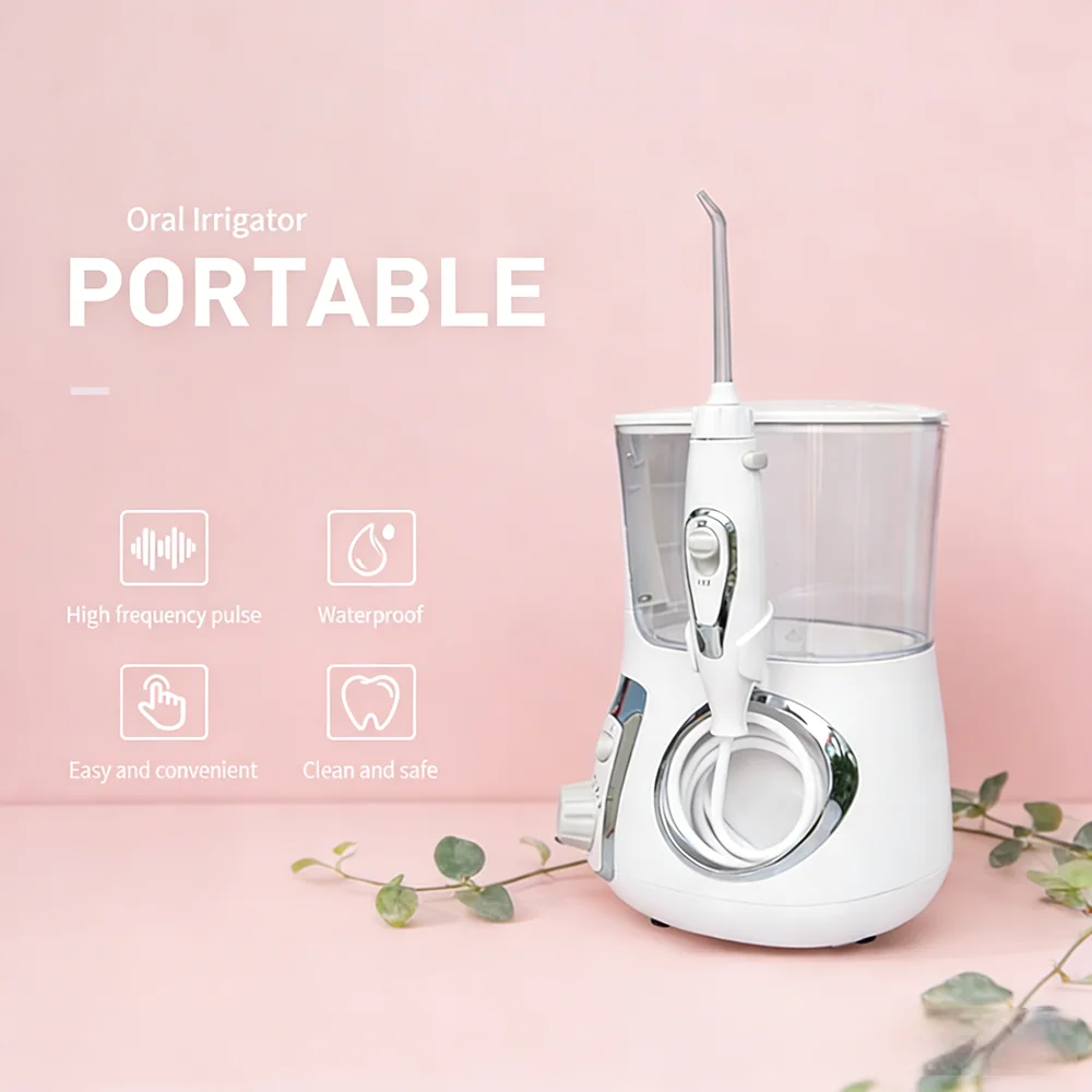 

Электрический ирригатор для полости рта 800 мл, настольный, 10 режимов, регулируемый очиститель зубов, эффективный водный поток для профилактики кариеса