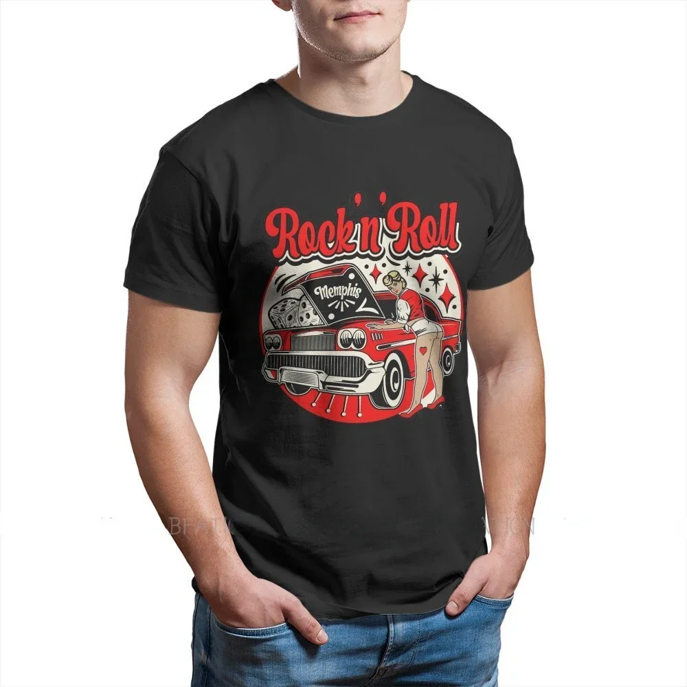 Sock Hop Summer Men Clothing Harajuku Rockabilly Party 50s  Dance Pin Up Retro Rock and Roll Memphis Tshirt Streetwear