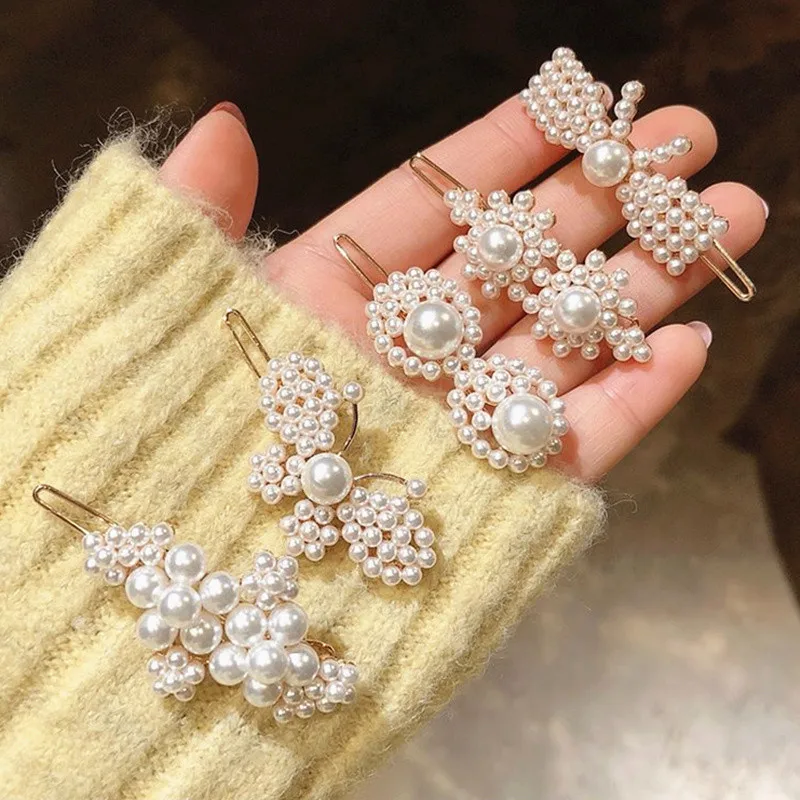 ホットファッション女性模造真珠ヘアクリップ帽子ヘアピンバレッタ合金 BB ヘアグリップ女の子ヘアアクセサリー 1