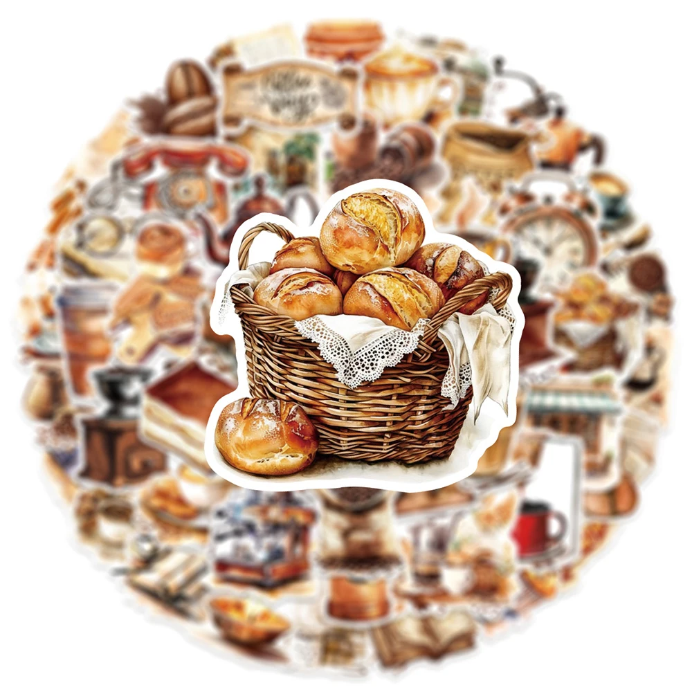 10/30/50pcs Cartoon Vintage Coffee Series adesivi impermeabili fai da te Scrapbooking bagagli telefono laptop Graffiti decalcomanie decorazione